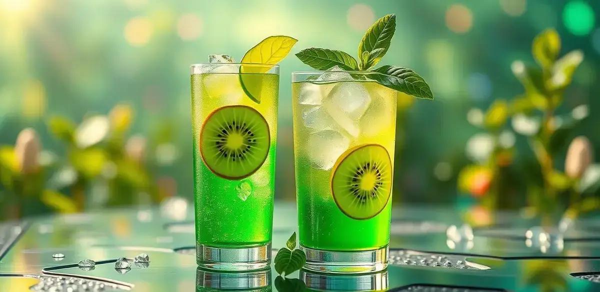 drink verde com soda de kiwi e manjericao refresque se com esta delicia