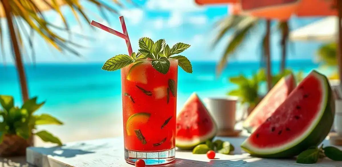 No momento, você está visualizando Mojito com Suco de Melancia e Manjericão: A Refri mais Refrescante do Verão