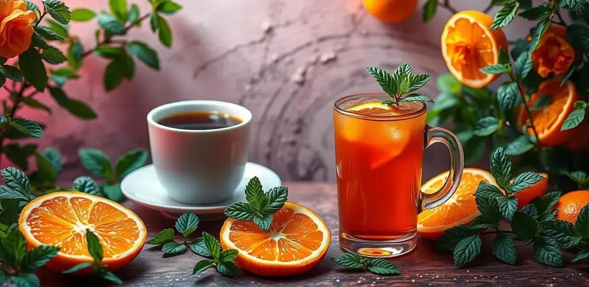 Ingredientes do Café com Soda de Laranja e Hortelã