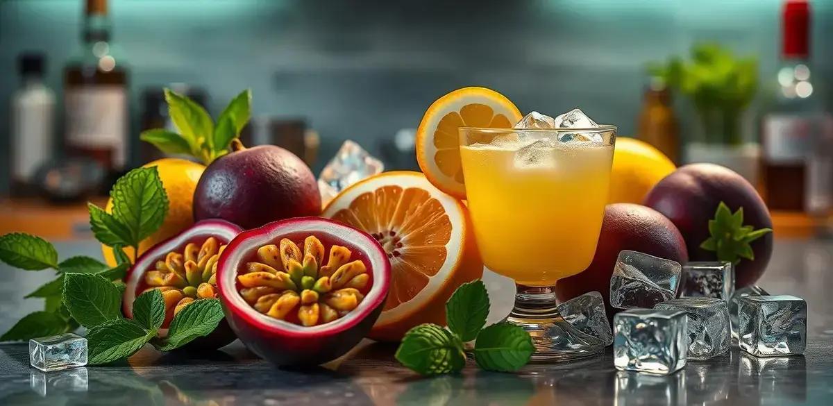 Ingredientes do Daiquiri com Suco de Maracujá e Hortelã