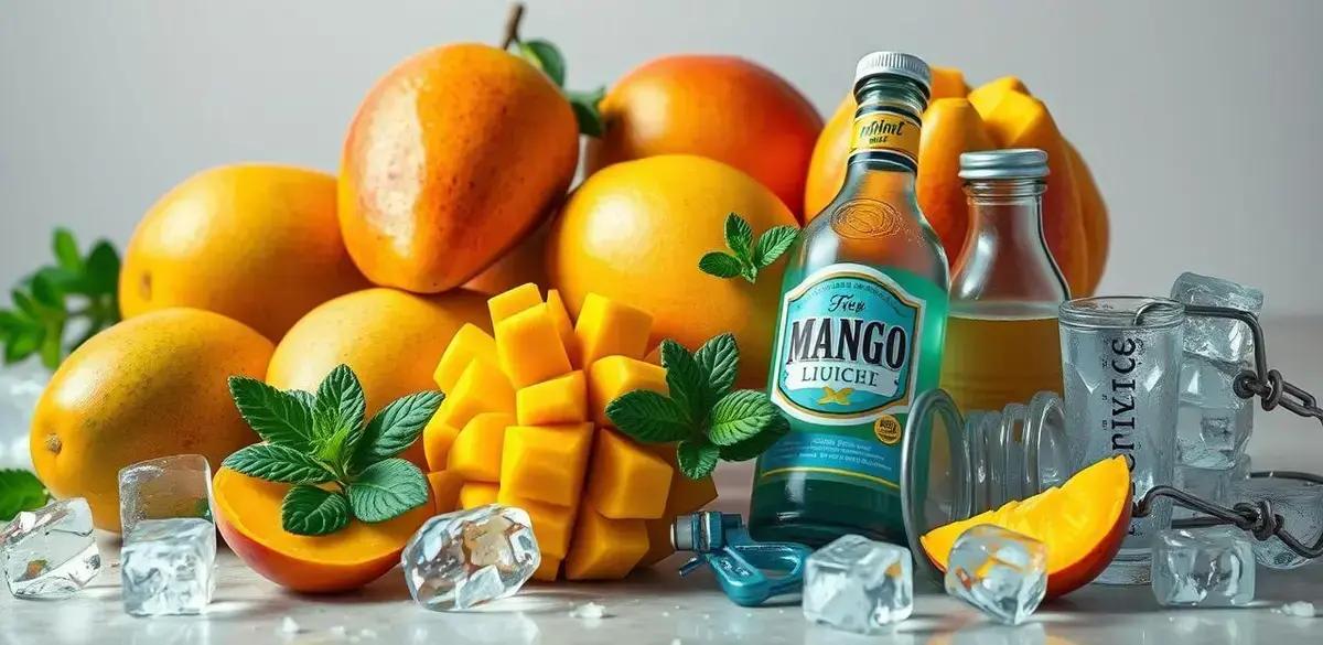 Ingredientes para o ICE com Manga e Licor de Menta