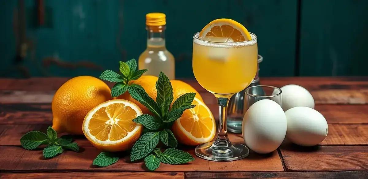 Ingredientes do Pisco Sour com Limão Siciliano e Hortelã