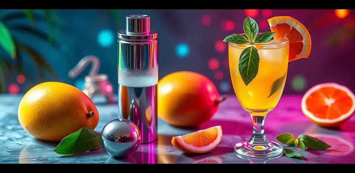 Método de Preparo do gin com suco de manga e manjericão