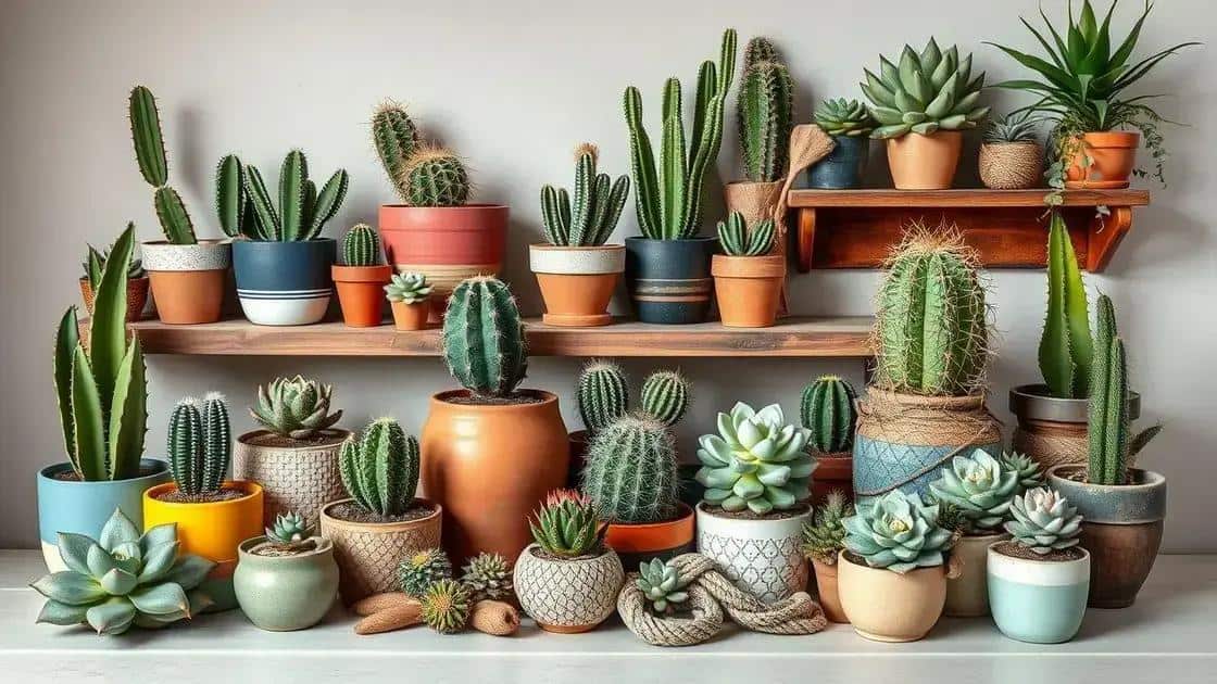 Combinações de cactos e suculentas com outros elementos decorativos