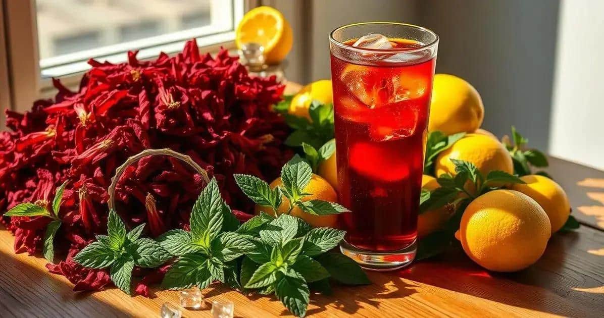 Ingredientes para o Chá Gelado de Hibisco com Limão Siciliano