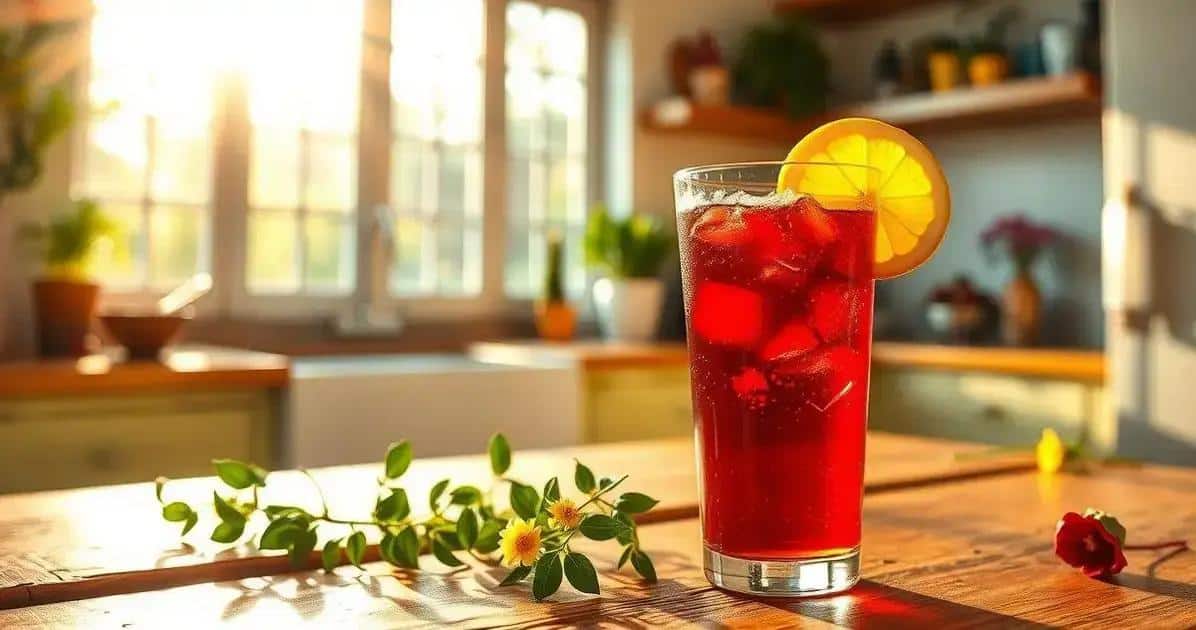 cha gelado de hibisco com limao siciliano refresco refrescante e saudavel