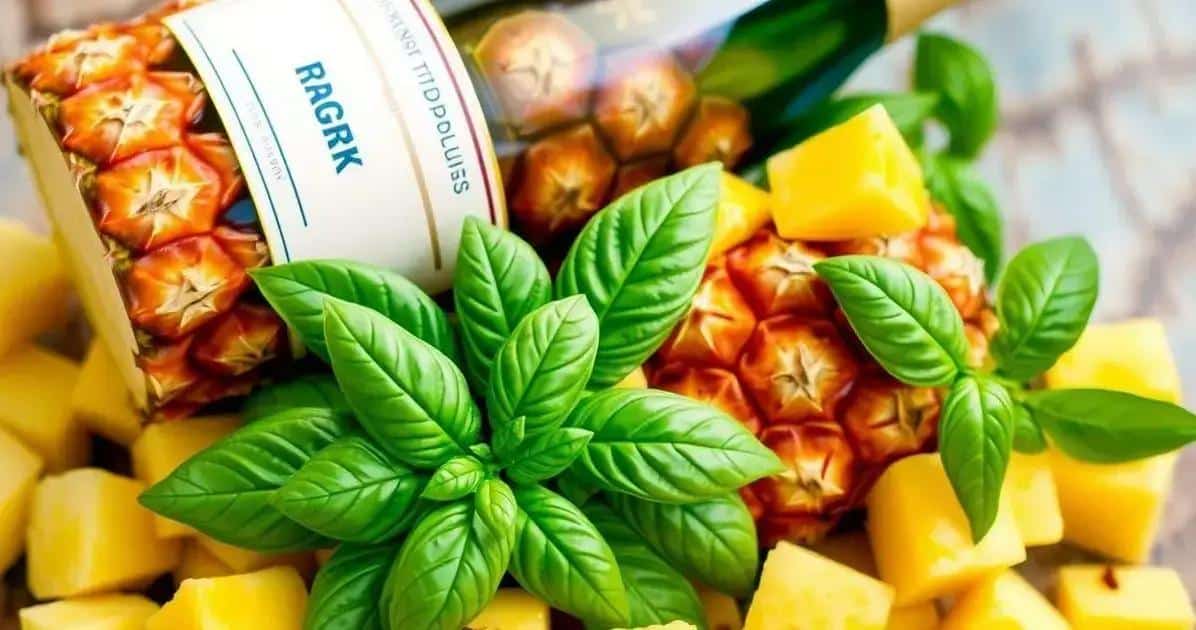 Ingredientes para o Champagne Tropical com Abacaxi e Manjericão