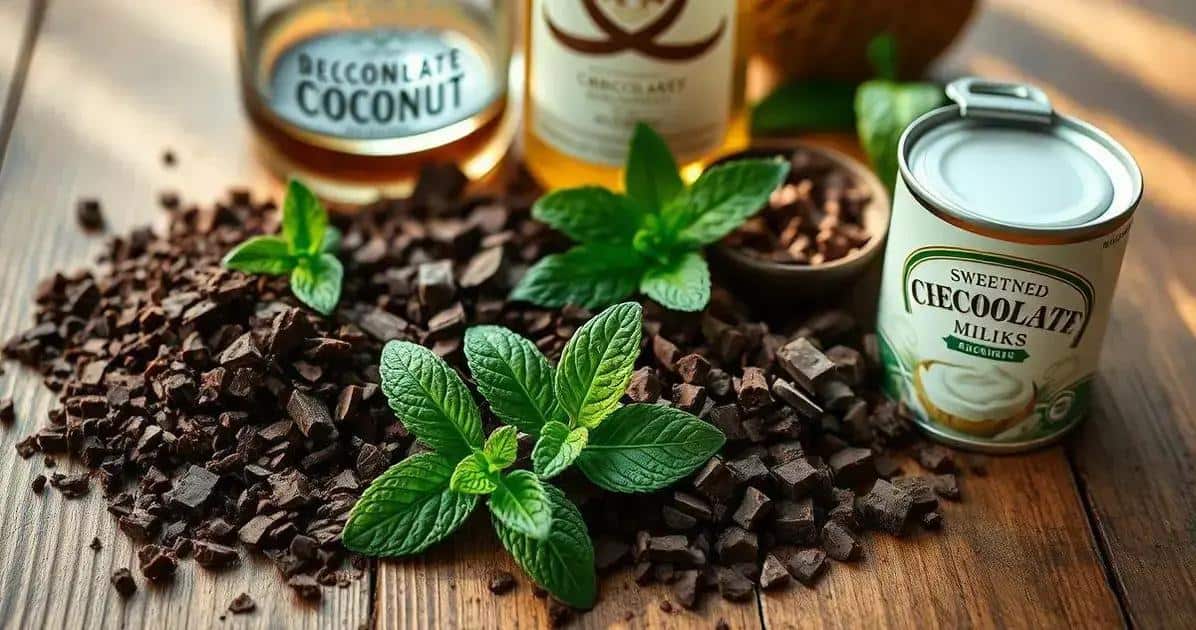 Ingredientes do Chocolate Gelado com Licor de Coco e Hortelã
