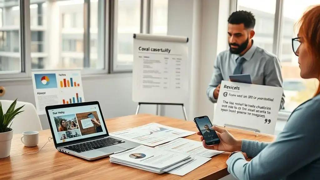 Provas sociais e estudos de caso que aumentam confiança